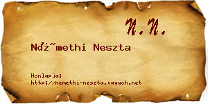 Némethi Neszta névjegykártya